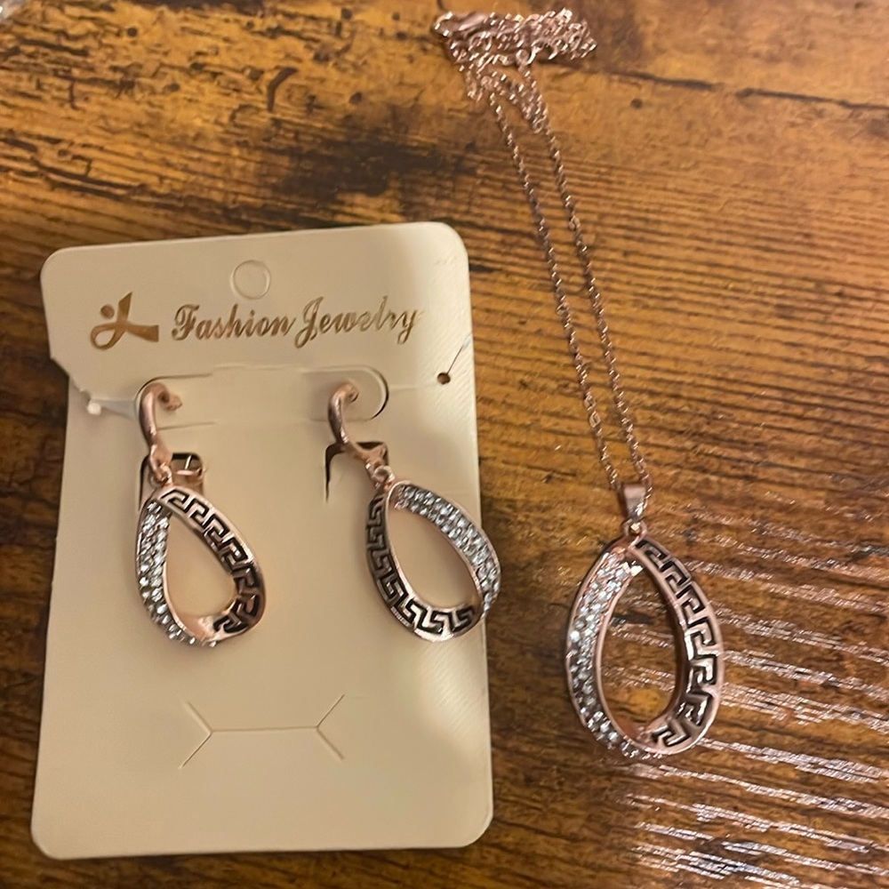 Godosa's 2PCS Personalized Jewelry Set Double Circle Earring Necklace